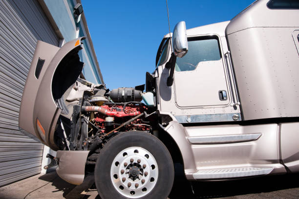 istock Crashed in car accident big semi truck 688819090