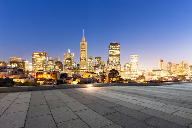 istock empty floor with modern buildings in modern city 688827790