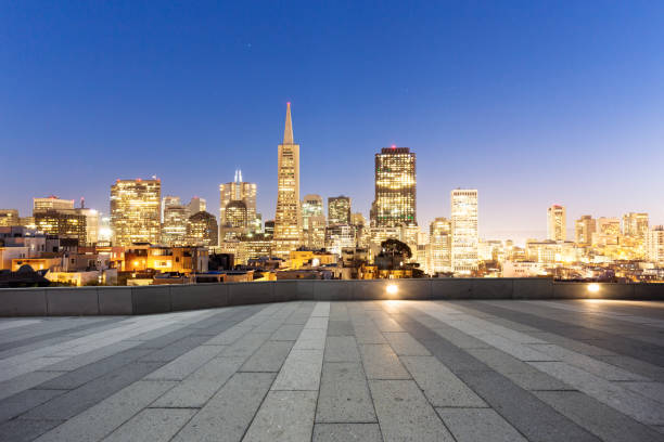 istock empty floor with modern buildings in modern city 688827862