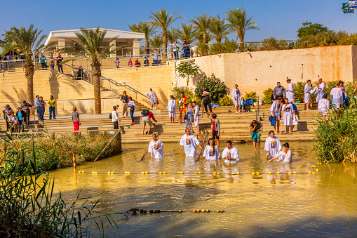 Qasr All-Yahud Israel Baptims Jordan RiverNear Bethany Betharaba Where John baptized Jesus.  Picture taken from Jordan side looking at Israel.  Site just next to Al-Maghtas where actual baptism took place