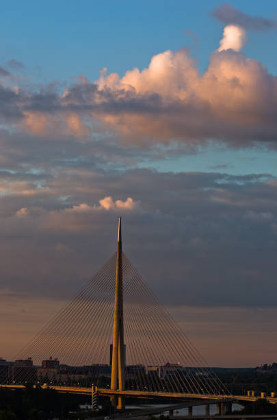 istock Ada cable bridge at golden hour in Belgrade 688837718