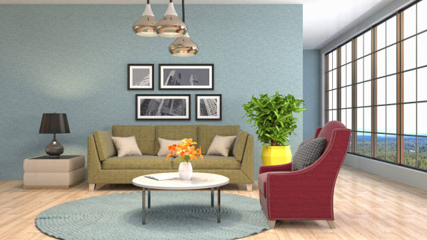 istock Interior living room. 3d illustration 688837764