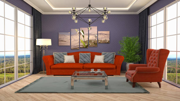 istock Interior living room. 3d illustration 688837772