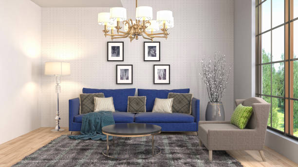 istock Interior living room. 3d illustration 688837810