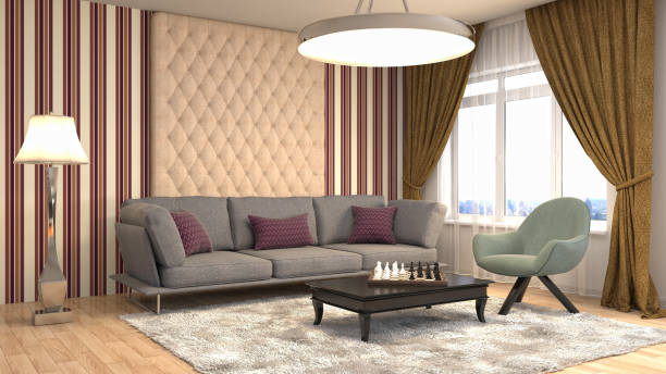 istock Interior living room. 3d illustration 688837826