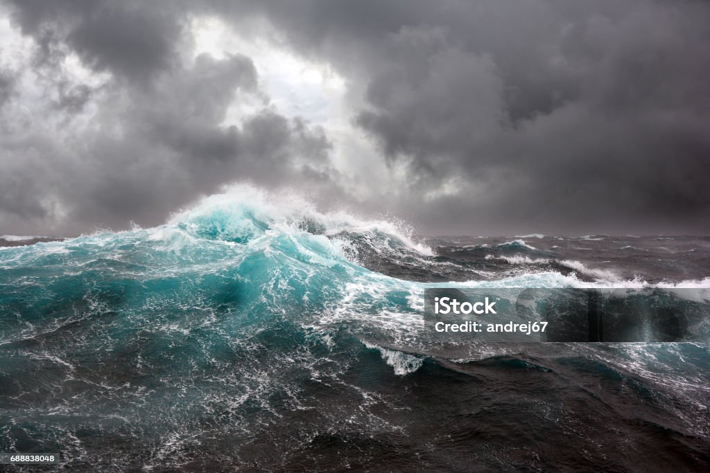 Sea wave during storm in the Atlantic ocean. Sea Stock Photo