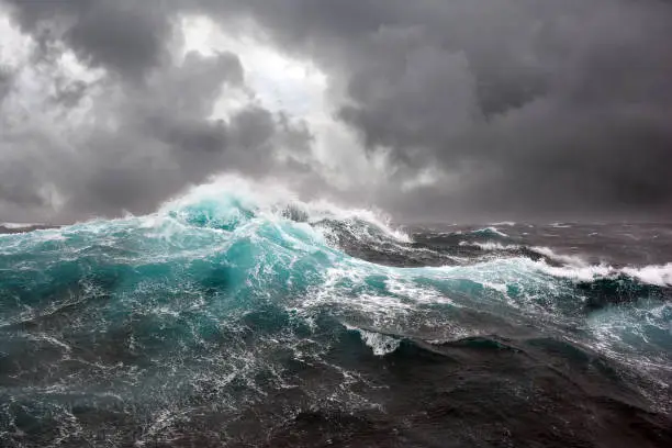 Sea wave during storm in the Atlantic ocean.