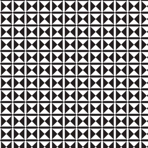 Vector illustration of double black and white triangles in square pattern background