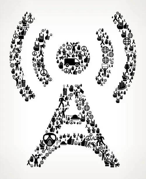 Vector illustration of Broadcasting Tower  Protest and Civil Rights Vector Icon Background