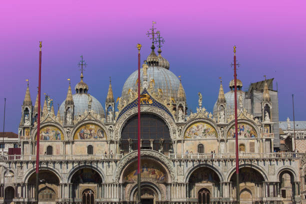 istock Romantic view of Saint Mark Basilica under sunset 688848532