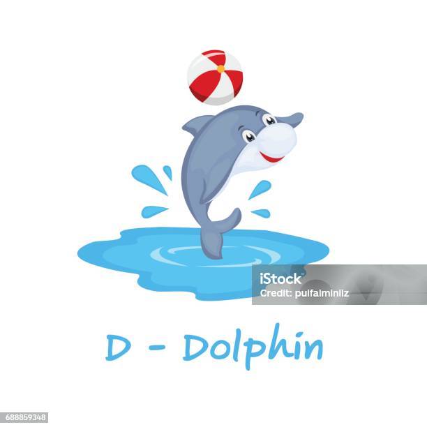 Isolated Animal Alphabet For The Kids D For Dolphin Stock Illustration - Download Image Now