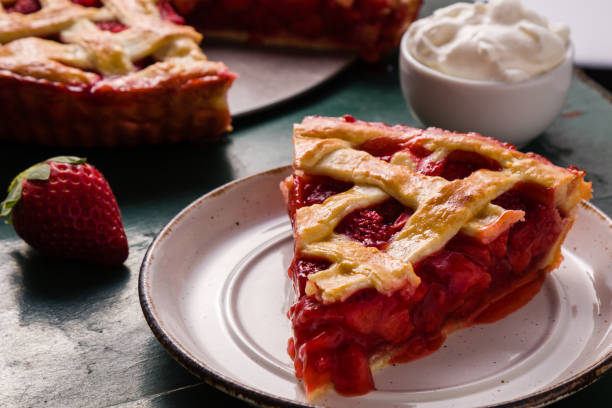 strawberry pie dessert stock photo