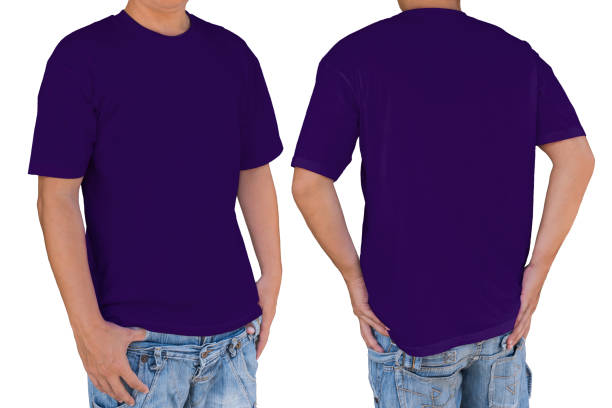 istock Man wearing blank dark violet color t-shirt with clipping path 688878554