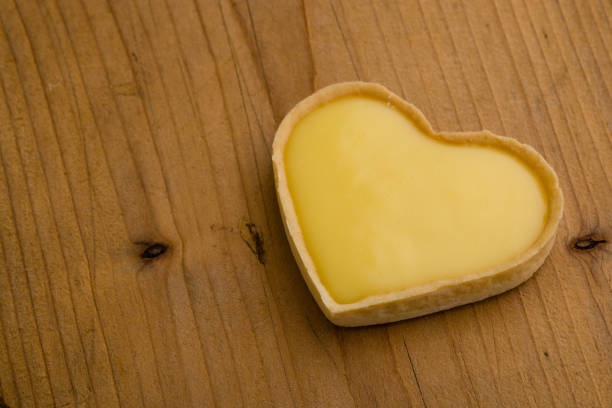 heart shape vanilla tart stock photo