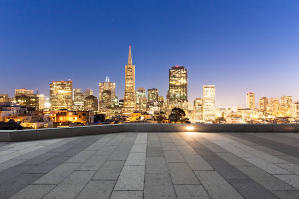 istock empty floor with modern buildings in modern city 688882534