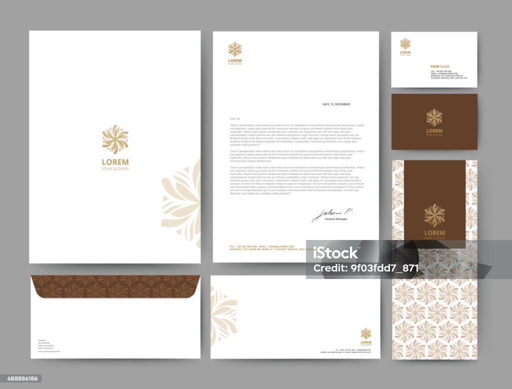 Branding identity template corporate company design, Set for business hotel, resort, spa, luxury premium logo, vector illustration Business Card stock vector