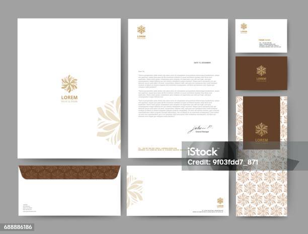 Branding Identity Template Corporate Company Design Set For Business Hotel Resort Spa Luxury Premium Logo Vector Illustration Stock Illustration - Download Image Now