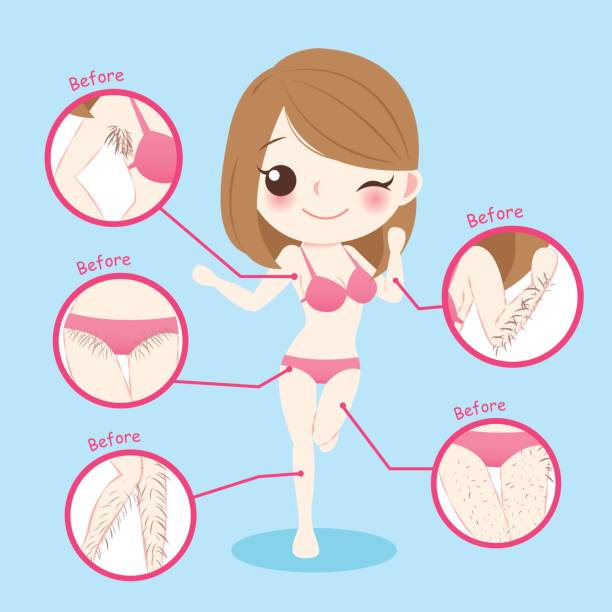 ilustraciones, imágenes clip art, dibujos animados e iconos de stock de concepto de eliminación de pelo - waxing