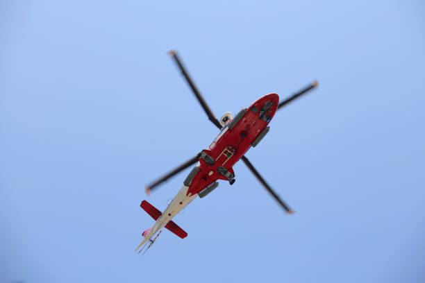 istock rescue helicopter flies fast  during the emergency 688889348