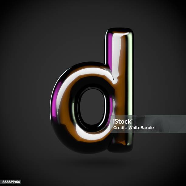 Black Rounded D Glossy Black Letter D Lowercase With Colored Reflections Stock ...