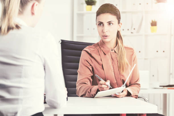istock Job interview of a woman, toned 688889738