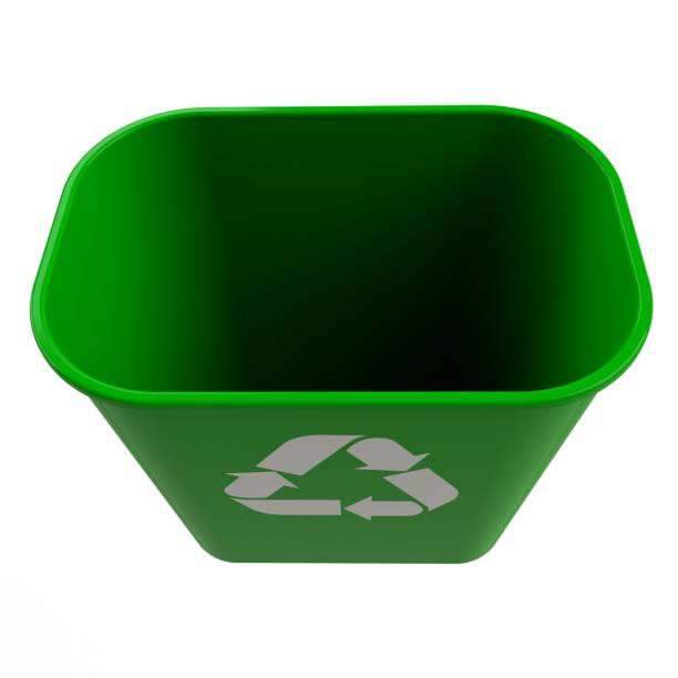 вид сверху зеленого мусорного бака на белом фоне, 3d рендеринг - krung stock illustrations