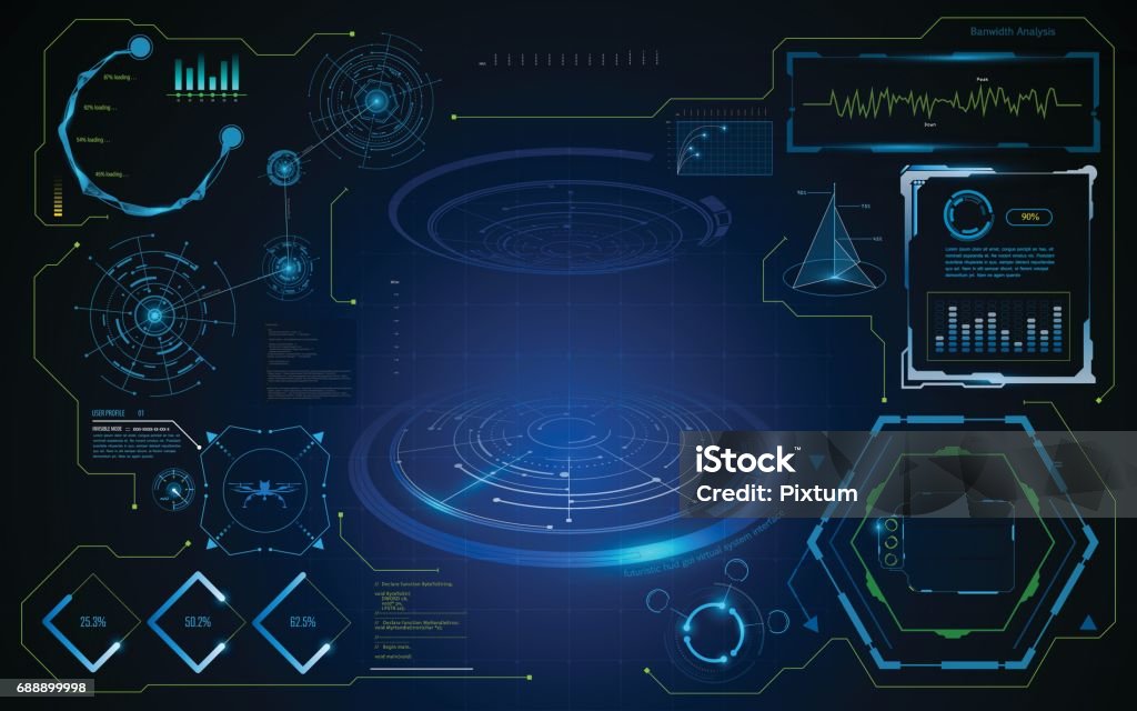 hud gui interface virtual artificial intelligence template hud gui interface virtual artificial intelligence template EPS 10 vector Touch Screen stock vector