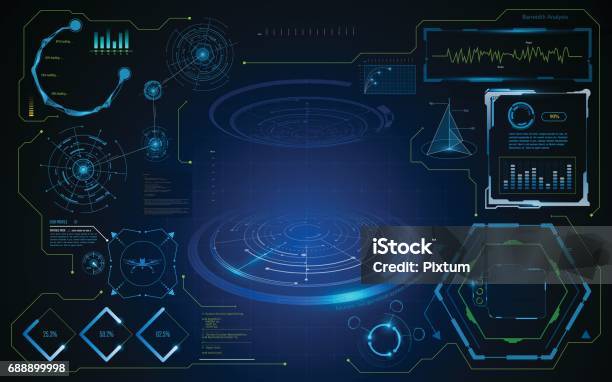 Hud Gui Interface Virtual Artificial Intelligence Template Stock Illustration - Download Image Now