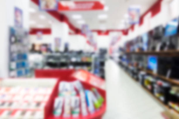 istock A blurred abstract background can be an illustration to an article about shopping malls and the sale of digital technology 688904478