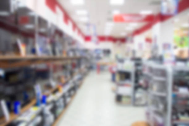 istock Blurred abstract background can be an illustration to the article about shopping malls and sales of digital technology 688904480