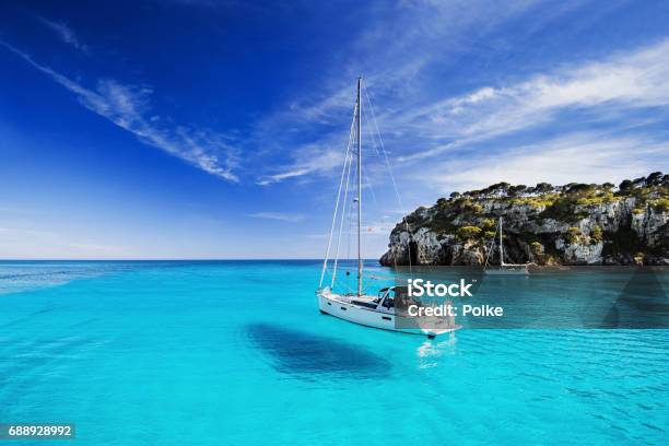 Beautiful Bay In Mediterranean Sea Stock Photo - Download Image Now - Sailboat, Yacht, Nautical Vessel
