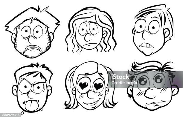 Ilustración de Personas Con Diferentes Expresiones Faciales y más Vectores  Libres de Derechos de Adulto - Adulto, Amor, Boca - iStock