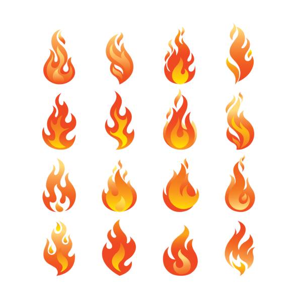 Red Burning Fire Flame icon set design vector template. Burn Fireball concept icon pack. Hot Inferno illustration. Bonfire creative collection. Red Burning Fire Flame icon set design vector template. Burn Fireball concept icon pack. Hot Inferno illustration. Bonfire creative collection. fireball stock illustrations