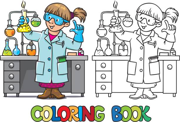 kolorowanka zabawnego chemika lub naukowca - coloring book coloring book australia stock illustrations