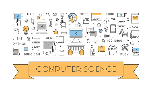 Line Web Banner For Computer Science Stock Illustration - Download ...