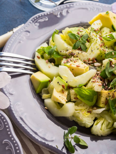 istock Green Avocado cucumber served healthy salad 688962882
