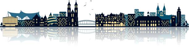 ilustrações de stock, clip art, desenhos animados e ícones de magdeburg skyline (german city) - german countryside