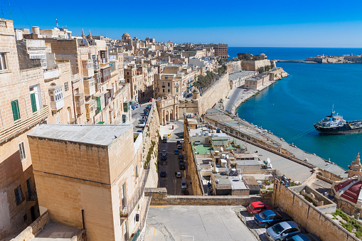 VALLETTA -MALTA - APRIL 13, 2016: Traditional Maltese architecture in Valletta, Malta