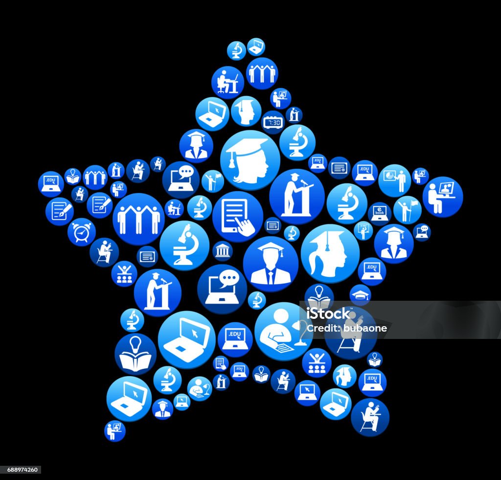 Elearning Stars Star Elearning And College Education Blue Button Pattern Stock ...