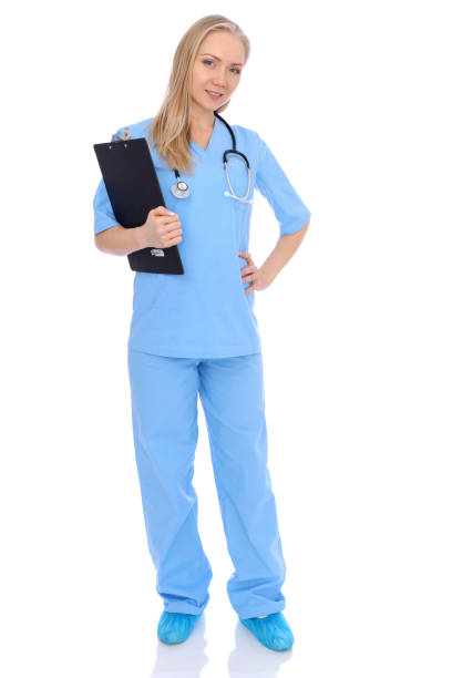 istock Smiling young nurse portrait isolated over white background. 688977810