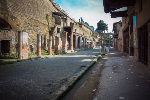 Ruins of ancient city of Herculaneum stock photo