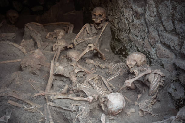 Dead people in ancient city of Herculaneum stock photo