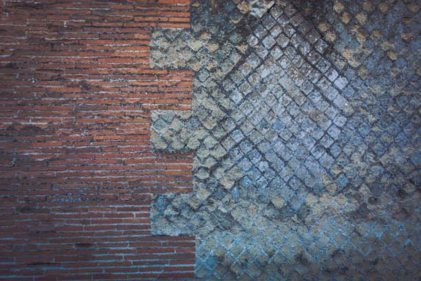 Wall of ancient Pompeii stock photo