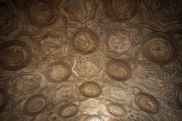 Spa ceiling in ancient Pompeii stock photo