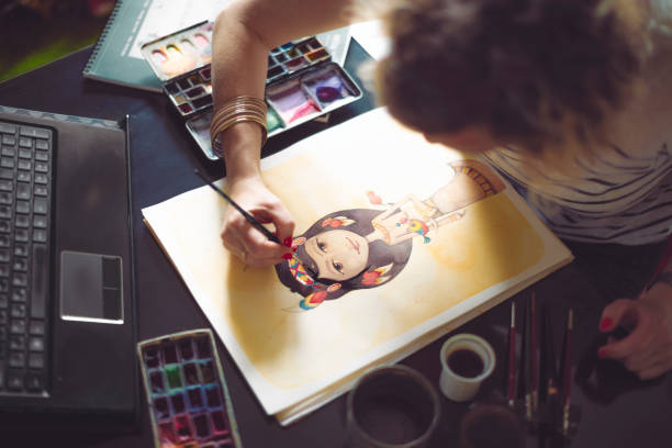 Artist working at home