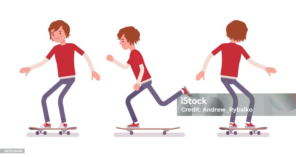 Garçon de skateur, cheval en mouvement - clipart vectoriel de Faire du skate-board libre de droits