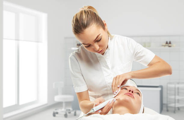 One day in the clinic of aesthetic medicine Clinic of Aesthetic Medicine. The procedure of Venus viva. beautician equipment stock pictures, royalty-free photos & images