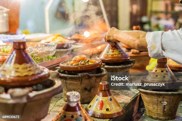 Selection Of Very Colorful Moroccan Tajines Stock Photo - Download Image Now
