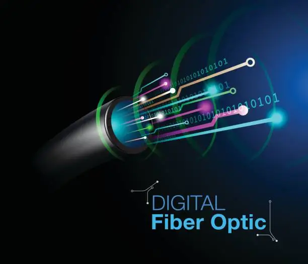 Vector illustration of fiber optic Technology digital