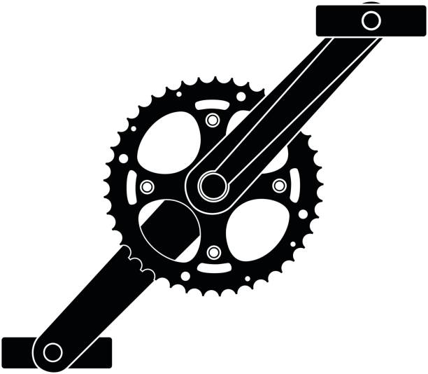 Bicycle gear, metal cogwheel vector bicycle cogwheel sprocket crankset symbol vector eps 10 chainring stock illustrations